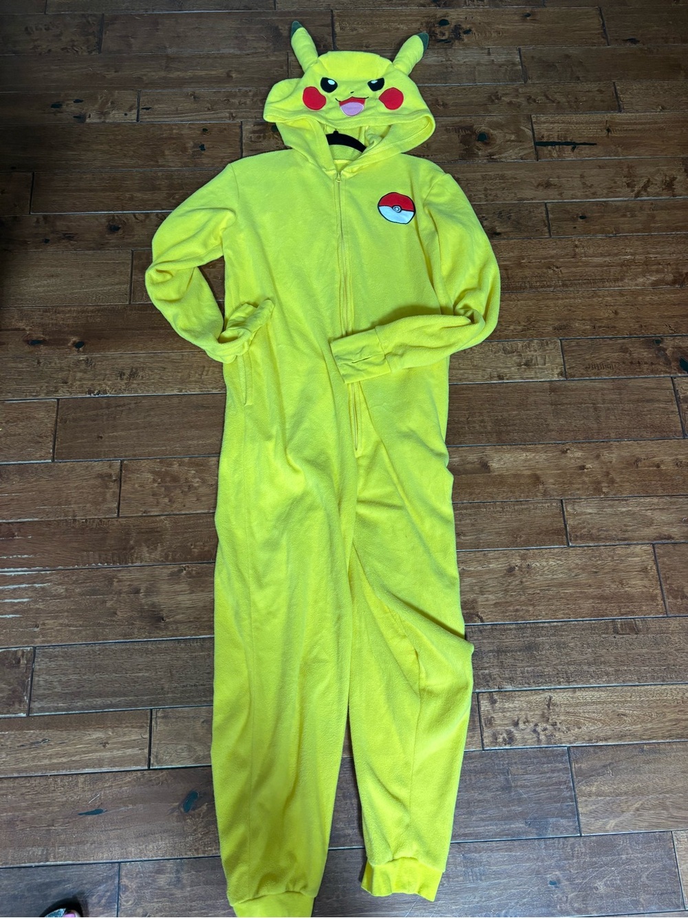 Adult Pokémon Pikachu One-Piece Hooded Jumpsuit Sz M